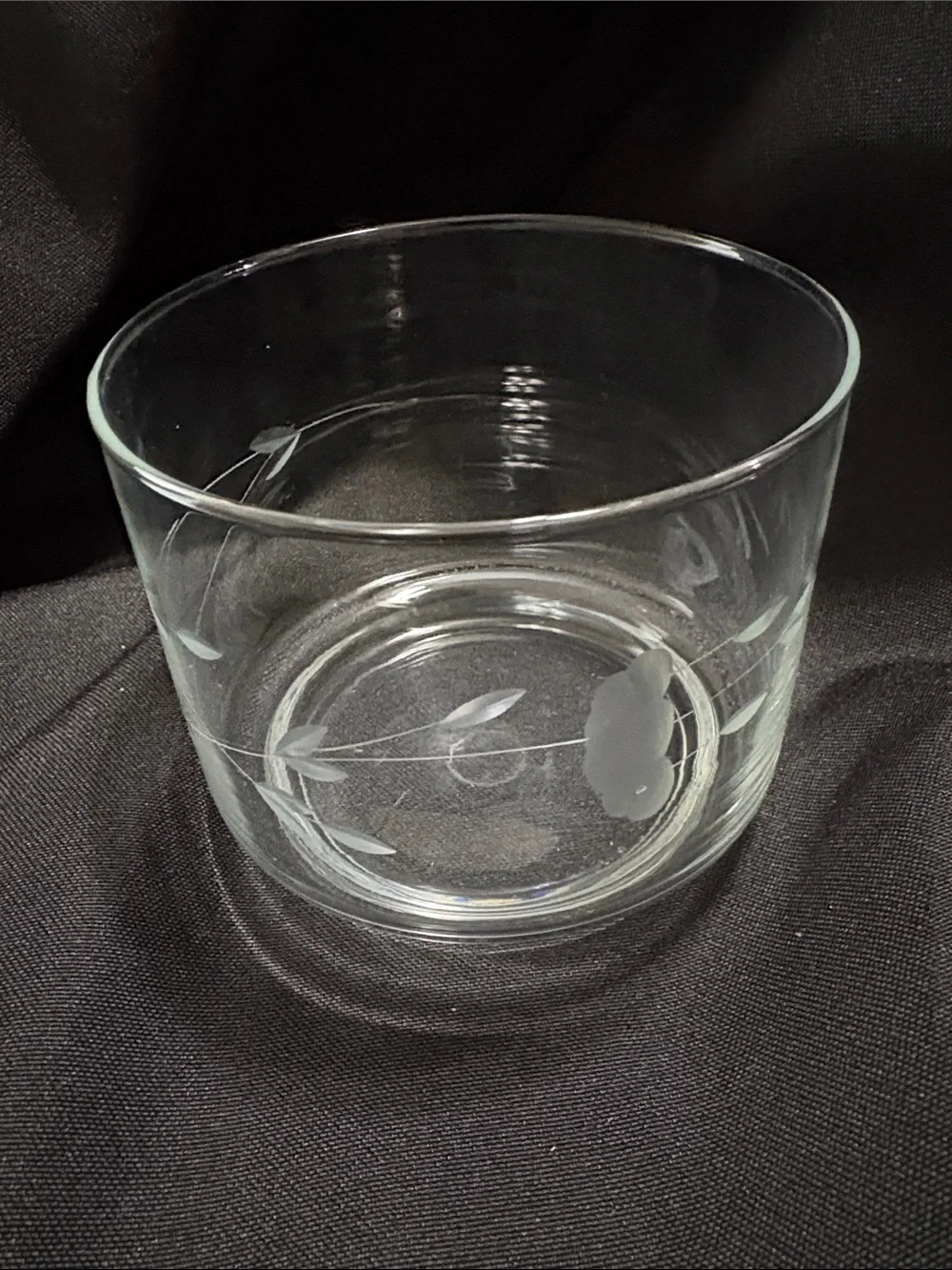 Clear Etched Glass Bowl - Elegant Floral Design Princess House